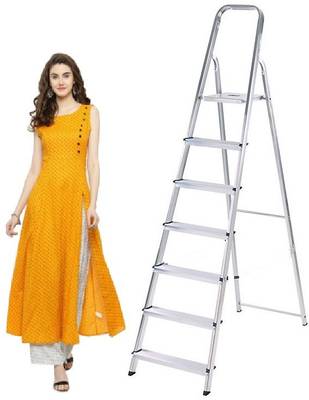 RAFTTAR 7 Step ( 1 Platform + 6 Step )Anodized Aluminium Ladder Plastic, FRP, Aluminium, Wooden Ladder