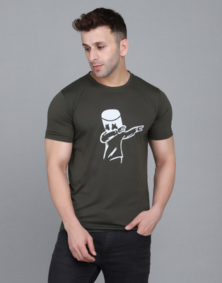 IESHNE LIFESTYLE Printed Men Round Neck Dark Green T-Shirt
