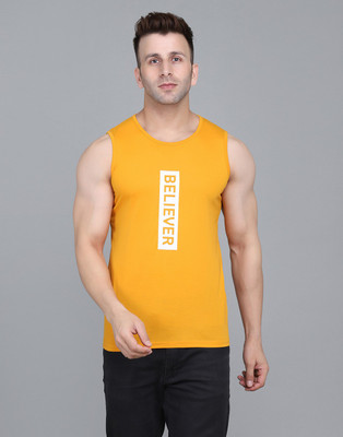 IESHNE LIFESTYLE Printed Men Round Neck Yellow T-Shirt