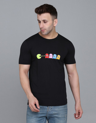 IESHNE LIFESTYLE Printed Men Round Neck Black T-Shirt