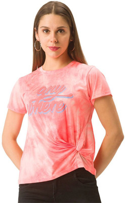 Globus Typography Women Round Neck Pink T-Shirt