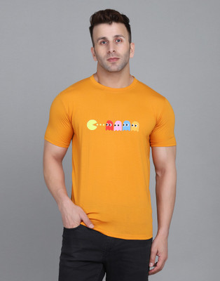 IESHNE LIFESTYLE Printed Men Round Neck Yellow T-Shirt