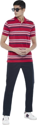 Byford by Pantaloons Striped Men Polo Neck Red T-Shirt