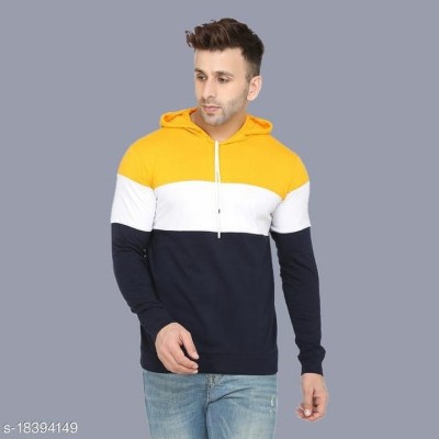 DENIM ART FASHIONS Colorblock Men Hooded Neck Yellow T-Shirt