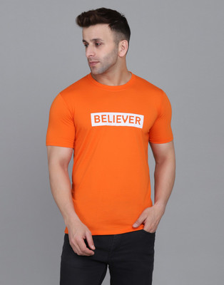 IESHNE LIFESTYLE Printed Men Round Neck Orange T-Shirt