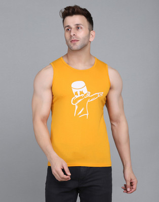 IESHNE LIFESTYLE Printed Men Round Neck Yellow T-Shirt
