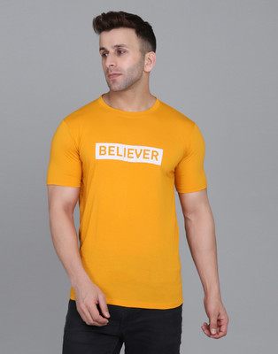 IESHNE LIFESTYLE Printed Men Round Neck Yellow T-Shirt