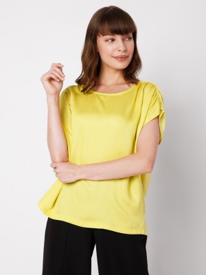 VERO MODA Solid Women Round Neck Green T-Shirt