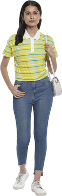 PEOPLE Casual Striped Women Yellow Top