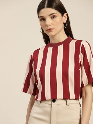 her by invictus Casual Striped Women Pink Top