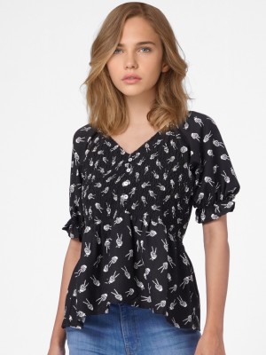 ONLY Casual Printed Women Black Top