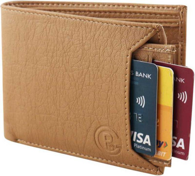 Sonrisa Men Casual Khaki Artificial Leather Wallet(10 Card Slots)