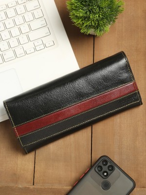 Teakwood Leathers Women Casual Black Genuine Leather Wallet(6 Card Slots)