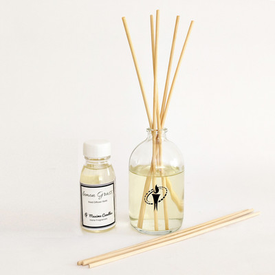 Maxime Candles Lemon Grrass Diffuser Set Glass Bottle Reed Diffuser with Aroma Oil(3 x 16.67 ml)