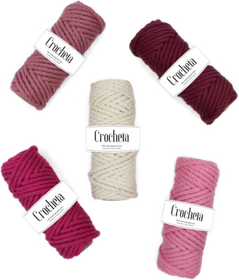 Crocheta 3Ply Twisted Macrame 10M 4mm Each Color Cotton Cord Thread for Macrame Combo Set