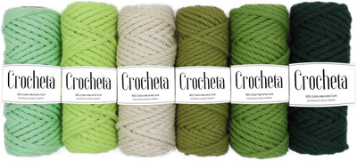 Crocheta 3Ply Twisted Macrame 10M 4mm Each Color Cotton Cord Thread for Macrame Combo Set