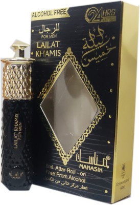 Manasik LAILAT KHAMIS BLACL Alcohol - Free Concentrated Attar Roll On 6ml . Floral Attar(Floral)