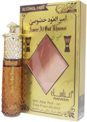 Manasik AMEER AL OUD KHUSUSHI Alcohol - Free Concentrated Attar Roll On 6ml . Floral Attar(Floral)