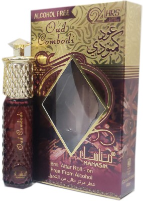 Manasik OUD COMBODI Alcohol - Free Concentrated Attar Roll On 6ml . Floral Attar(Floral)