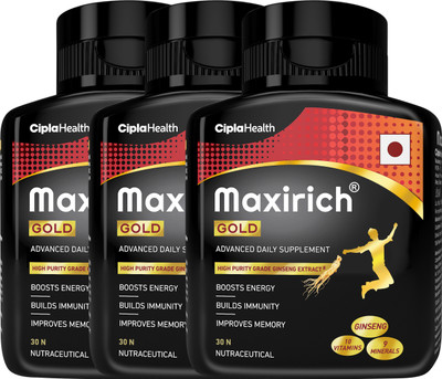 Cipla Maxirich Gold Daily Multivitamin with high purity grade Ginseng Extract*(3 x 30 Capsules)