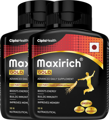 Cipla Maxirich Gold Daily Multivitamin with high purity grade Ginseng Extract*(2 x 30 Capsules)