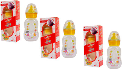 Smart Baby Unique Mini Bottle with Rattle Cap (Pack of 3) - 360(Yellow)