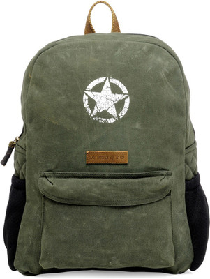The House of Tara Rugged Finish Coated Canvas 19 L Laptop Backpack(Green)