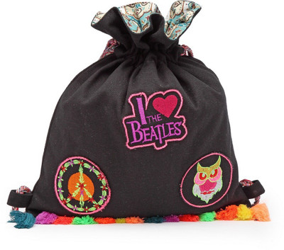 The House of Tara Canvas Patch Print Slim 2 L Backpack(Black)