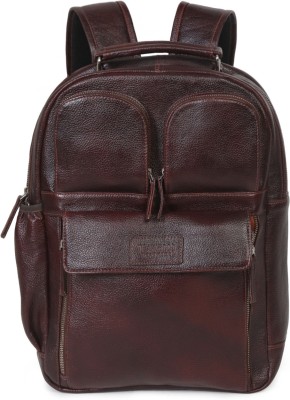 Teakwood Leathers Unisex Genuine Leather Dark Brown Solid Backpack 23 L Laptop Backpack(Brown)