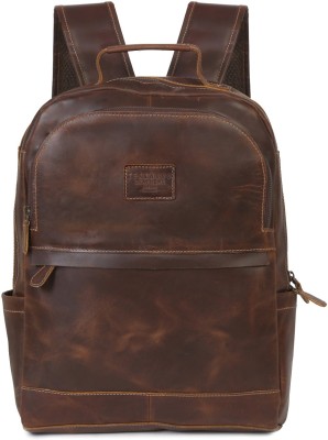 Teakwood Leathers Unisex Genuine Leather Brown Solid Backpack 25 L Laptop Backpack(Brown)