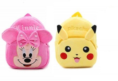 aurapuro MINNIE & PIKACHU COMBO BAG School Bag(Pink, 10 L)