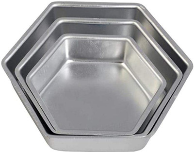 Ochtend Aluminium Cake Baking Mould, Hexagon Shaped Set of 3 ifferent Sizes Cookie Cutter(Pack of 3)