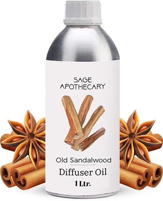 Sage Apothecary Old Sandalwood Diffuser Oil For Relax Calm Mood, Natural Homely Fragrance - 1L(1000 ml)