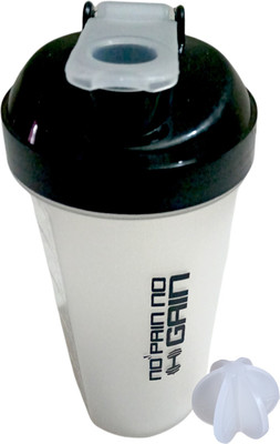 Smiling Cart Shaker Bottle & Blend Ball Print NO PAIN NO GAIN and Measurement Scale (1Pcs) 700 ml Shaker(Pack of 1, White, Plastic)
