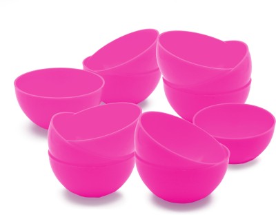 Jaycee Plastic Vegetable Bowl Microwave Safe BPA-free Food Grade Bowl Set For Food/Soup(Pack of 12, Pink)