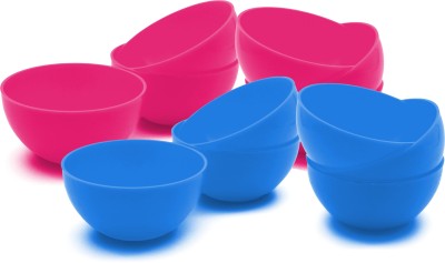 Jaycee Plastic Vegetable Bowl Microwave Safe BPA-free Food Grade Bowl Set For Food/Soup(Pack of 12, Blue, Pink)