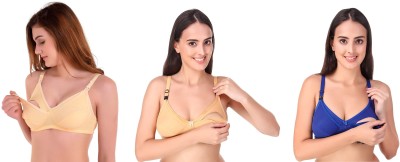 Women Choice Mother Feeding Bra Women Maternity/Nursing Non Padded Bra(Beige, Blue, Gold)