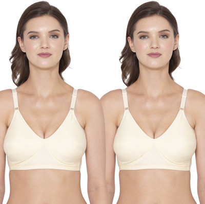 SOUMINIE Souminie Seamless Cross-Fit Bra Women Full Coverage Non Padded Bra(Beige)