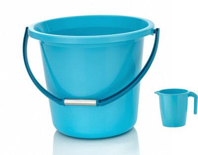 PRAGATI SALES New Standard Quality Bucket & Mug (1 L ) ( Blue ) 16 L Plastic Bucket