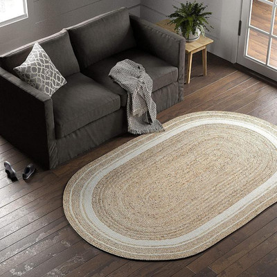 Suryansh Handloom Beige Jute Carpet(2 ft,  X 3 ft, Oval)
