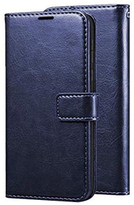 Kosher Traders Flip Cover for Leather Magnetic Vintage Flip Wallet Case Cover For Tecno Pop 5 Pro(Blue, Cases with Holder)