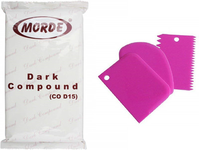 Morde Dark Compound Slab 400g with 3pcs Cake Smoother & Polisher, Scrapper combo pack Bars(400 g)
