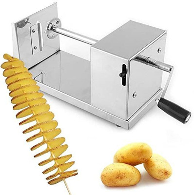 SMBT Stainless Steel Twister Curly Spiral French Fry Tornado Potato Slicer 01 Potato Grater & Slicer(1 MACHINE WITH 2 BLAD)