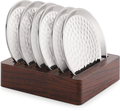 Nabhya Round Steel, Polypropylene Coaster Set(Pack of 6)