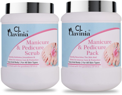 CLAVINIA Manicure And Pedicure Scrub 1000 ml + Manicure And Pedicure Pack 1000 ml ( Pack Of 2 )(2 Items in the set) CLAVINIA Manicure And Pedicure Scrub 1000 ml + Manicure And Pedicure Pack 1000 ml ( Pack Of 2 )(2 Items in the set)