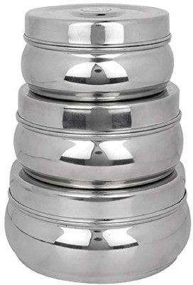 SWHF Steel Grocery Container  - 3.5 L(Pack of 3, Silver)