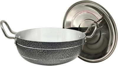 bartan hub Induction Bottom Kadhai with Lid ( Dishwasher safe ) Kadhai 27 cm diameter with Lid 4 L capacity(Aluminium, Induction Bottom)