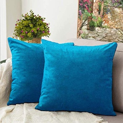 Bluegrass Plain Cushions Cover(Pack of 2, 30 cm*30 cm, Blue)