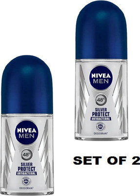 NIVEA MEN SILVER PROTECT DEODORANT ROLL-ON EACH 50ML Set of 2 Deodorant Roll-on  -  For Men(100 ml, Pack of 2)