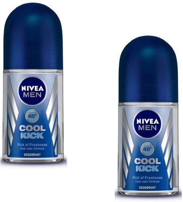 NIVEA MEN COOL KICK DEODORANT ROLL-ON EACH 50ML Set of 2 Deodorant Roll-on  -  For Men(100 ml, Pack of 2)